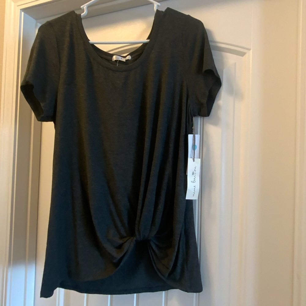 Nine Britton Black Tie Front Short Sleeve Tee